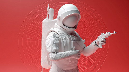黑白发散箭头背景图片_具有目标渲染插图设计的 3d 宇航员