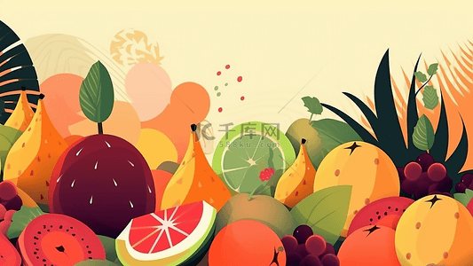 夏季新鲜水果背景图片_水果卡通幼儿插画