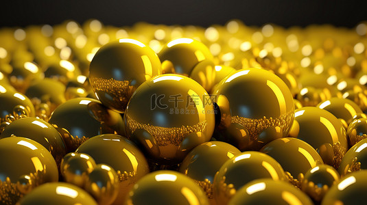 返利ico背景图片_抽象的 3d 黄色背景与闪亮的 ico 球体呈现设计