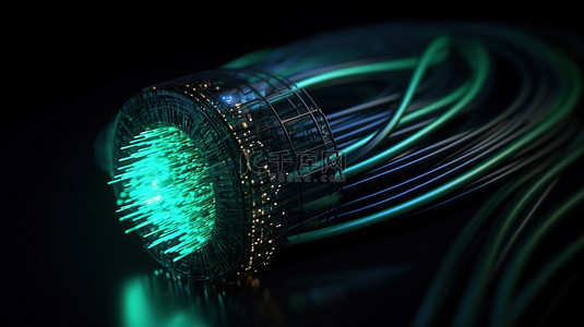 数据电缆背景图片_3d 技术背景中描述的光纤互联网电缆复杂结构