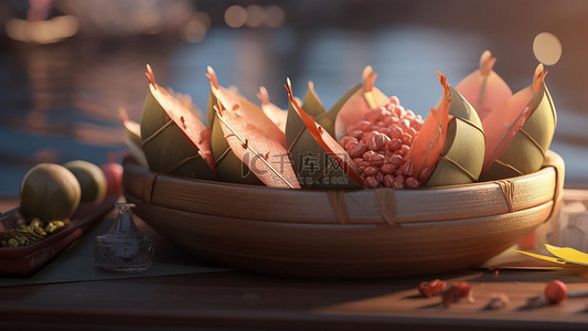 节后错峰游背景图片_端午节粽子美食红豆