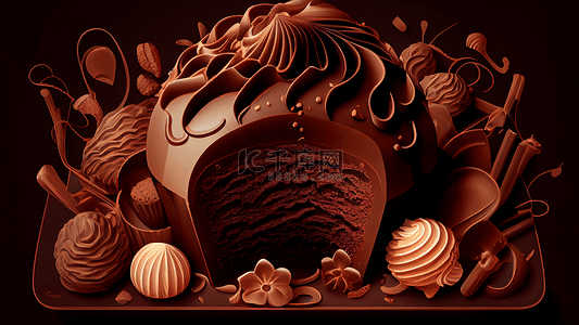 小甜点背景背景图片_巧克力蛋糕甜品插画背景