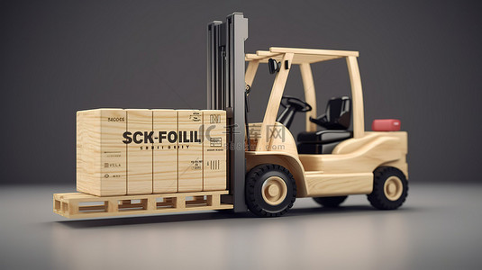 集集卡背景图片_南卡罗来纳州制造的出口木箱叉车的 3D 渲染