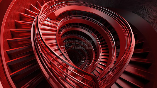 抽油烟雾效果背景图片_艺术楼梯背景充满活力的红色漩涡在 3d 渲染