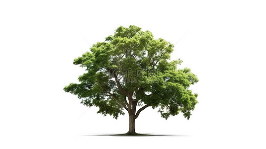 绿色绿叶背景图片_孤立的白色背景插图宏伟的宏碁 marcophillum 树自然和物体概念的迷人融合