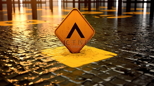 门罗币的 3D 渲染，带有黄色警告标志和湿地板警告，谨防加密危险