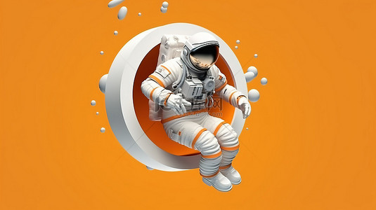 描绘自由落体中的 3D 宇航员的平线艺术设计插图