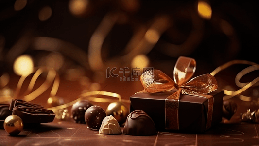 爱心巧克力盒背景图片_礼物巧克力温馨插画背景