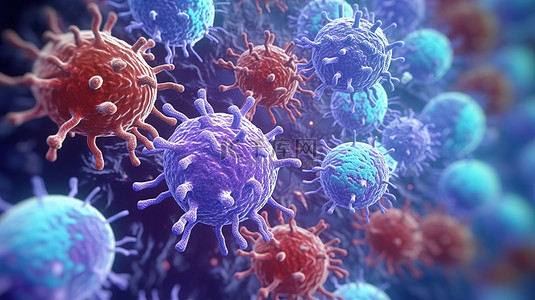 药物实验背景图片_医学图像中的 3D 病毒细胞
