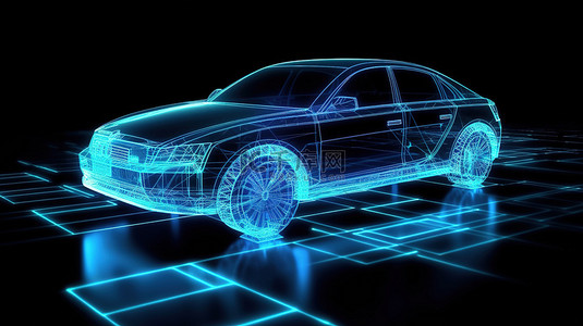交通背景图片_全息汽车交通技术的未来 3D 插图与复制空间