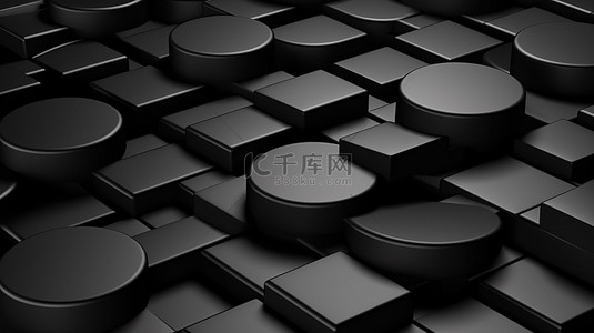 模板ppt背景图片_形成背景的黑色几何圆柱体的 3d 插图