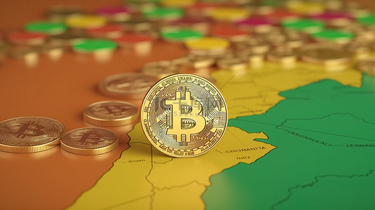 毛里塔尼亚 3D 渲染图表中显示的加密货币趋势上升 10 种区块链支持的货币