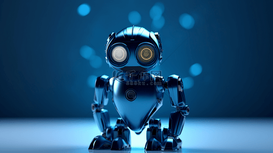 现代智能机器人背景图片_机器人蓝色智能矮小背景