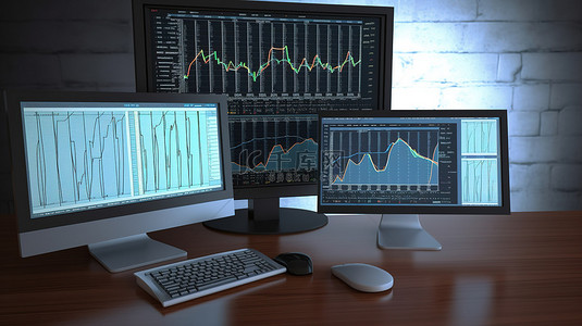 市场调查信息图表背景图片_业务数据分析通过 3D 计算机图表探索金融趋势