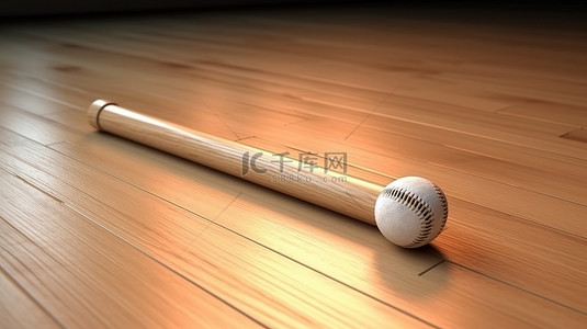 棒球棒背景图片_桌上孤立棒球棒的 3d 渲染