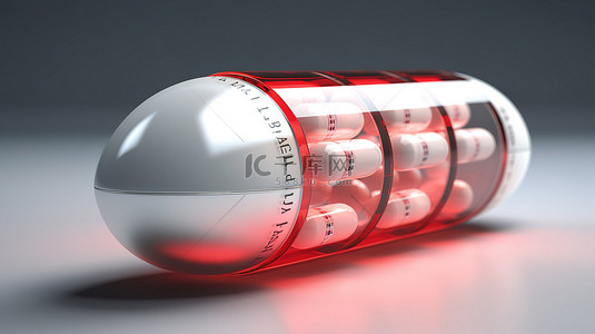 中药鱼丸汤背景图片_红色和白色胶囊中药物的 3d 渲染