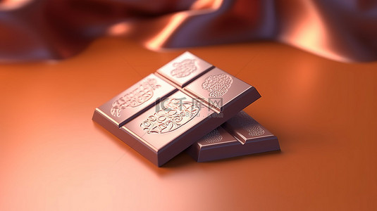空白巧克力棒包装的 Flow Pack 3D 渲染
