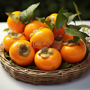 叶子上的柑橘类水果 柿子 柿子 柿子 柿子 柿子