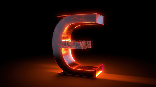 展示商业标牌的发光字母 e 的 3d 渲染效果