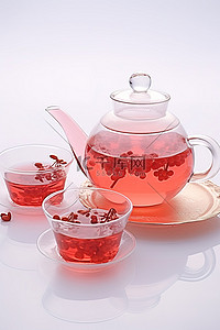 花椒背景图片_白色表面上有花椒和两块玻璃的茶具