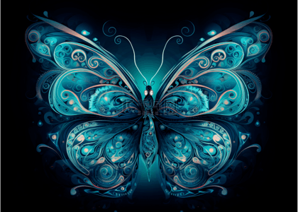 蝴蝶翅膀蓝色华丽背景