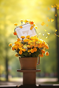 邮箱背景图片_里面有鲜花花束的邮箱