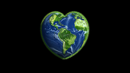 地球环境保护日背景图片_地球日消息的 3D 渲染用心爱世界