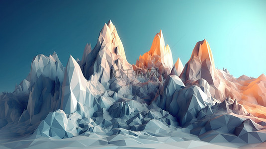 多边形的背景背景图片_3d 渲染中低多边形岩石悬崖的背景