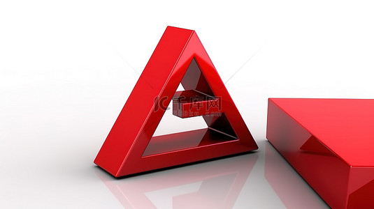 官网查询背景图片_白色背景，带有 3d 隔离红色三角形和查询标记
