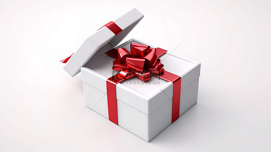 礼物外国人背景图片_揭开白色背景上打开的礼品盒的当前 3D 孤立插图