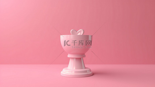 粉红色调的浪漫和基座 3D 艺术