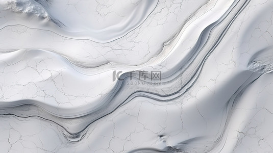 白色和灰色有机大理石纹理的简单宏观视图，用于通过 3D 渲染增强的演示和设计项目