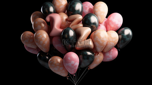 玫瑰气球背景图片_3D 粉彩玫瑰气球中的 a 到 z 拼出所有 26 个字母