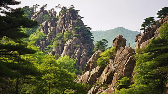 爬山景观背景图片_爬上并穿过 Mechong 山 Kazehsan 村上方的岩石