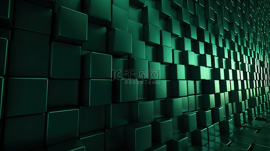 透视图背景图片_3d 渲染中深绿色立方体墙的透视图