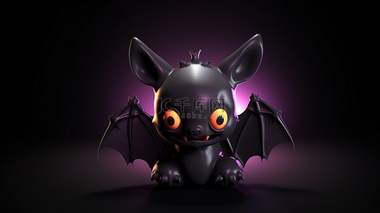 万圣节主题 3D 材料蝙蝠图标，用于恐怖的庆祝活动