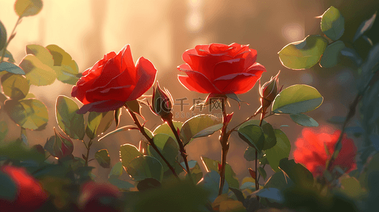 红色玫瑰花情人节花朵背景