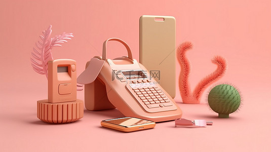 商业主题银行卡和电话3D模型