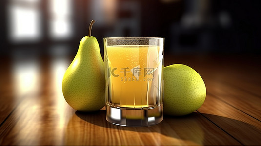 美味的水果背景图片_3d 渲染美味的梨汁