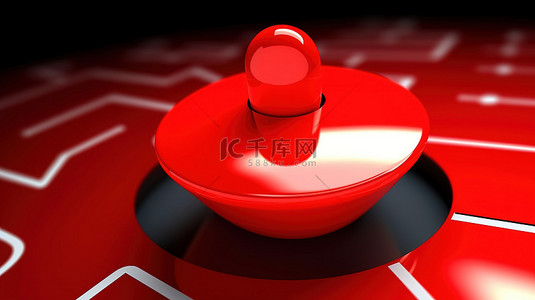 鼠标手背景图片_带鼠标手形光标的红色参考按钮的 3D 插图