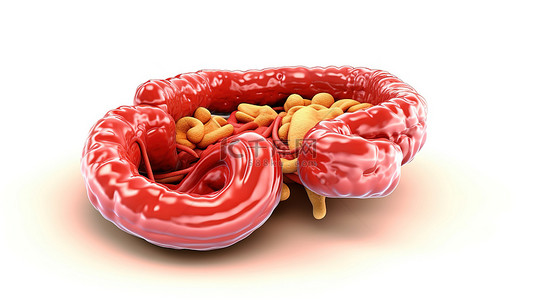人体的胃背景图片_肠道的 3D 插图，包括剪切路径