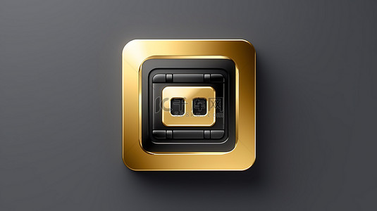 ui音乐背景图片_时尚的金色盒式图标 3D 渲染方形按钮键，用于 ui ux 设计