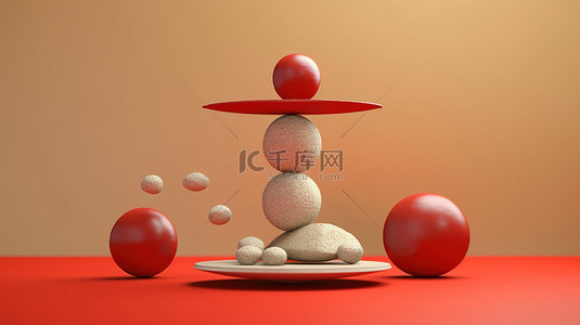 工作与生活平衡背景图片_实现工作生活平衡 3d 插图与平衡背景