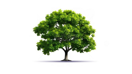 植物园背景图片_设计元素隔离 3D 插图，金钱启发绿树，白色背景上绿叶茂盛
