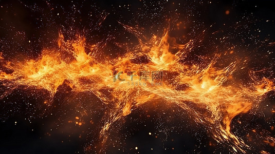 火光粒子背景图片_火热火花在覆盖背景上翱翔的 3D 插图
