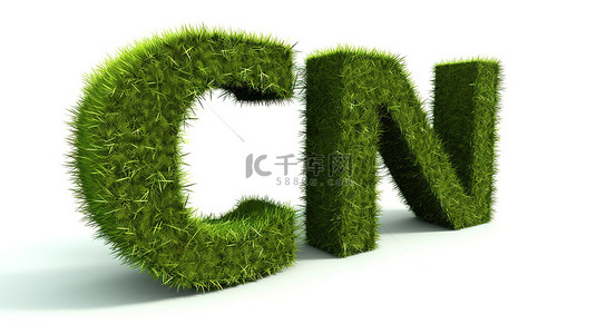 孤立的绿草字母表 3d 渲染 abc 字母