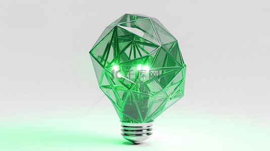 绿色水晶灯泡具有透明的内部和发光图案