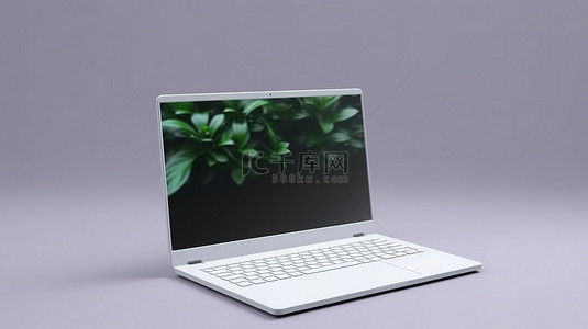 2022年9月份电脑壁纸背景图片_用于设计目的 3D 渲染的空白屏幕笔记本电脑模型