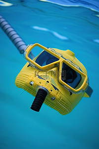 潜水装备背景图片_潜水装备附近的水中漂浮着一个面罩