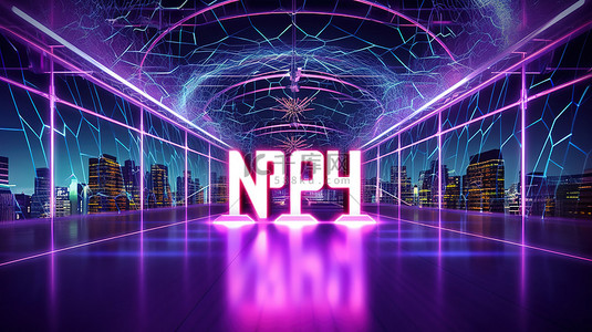 显示铭文 npn 的未来广告牌描绘了安全 vpn 网络 3d 渲染的概念